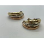 9ct gold three colour hoop earrings