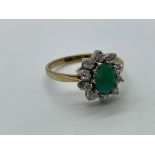 9ct gold diamond emerald and CZ ring