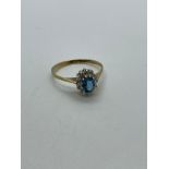 9ct gold blue topaz and diamond ring