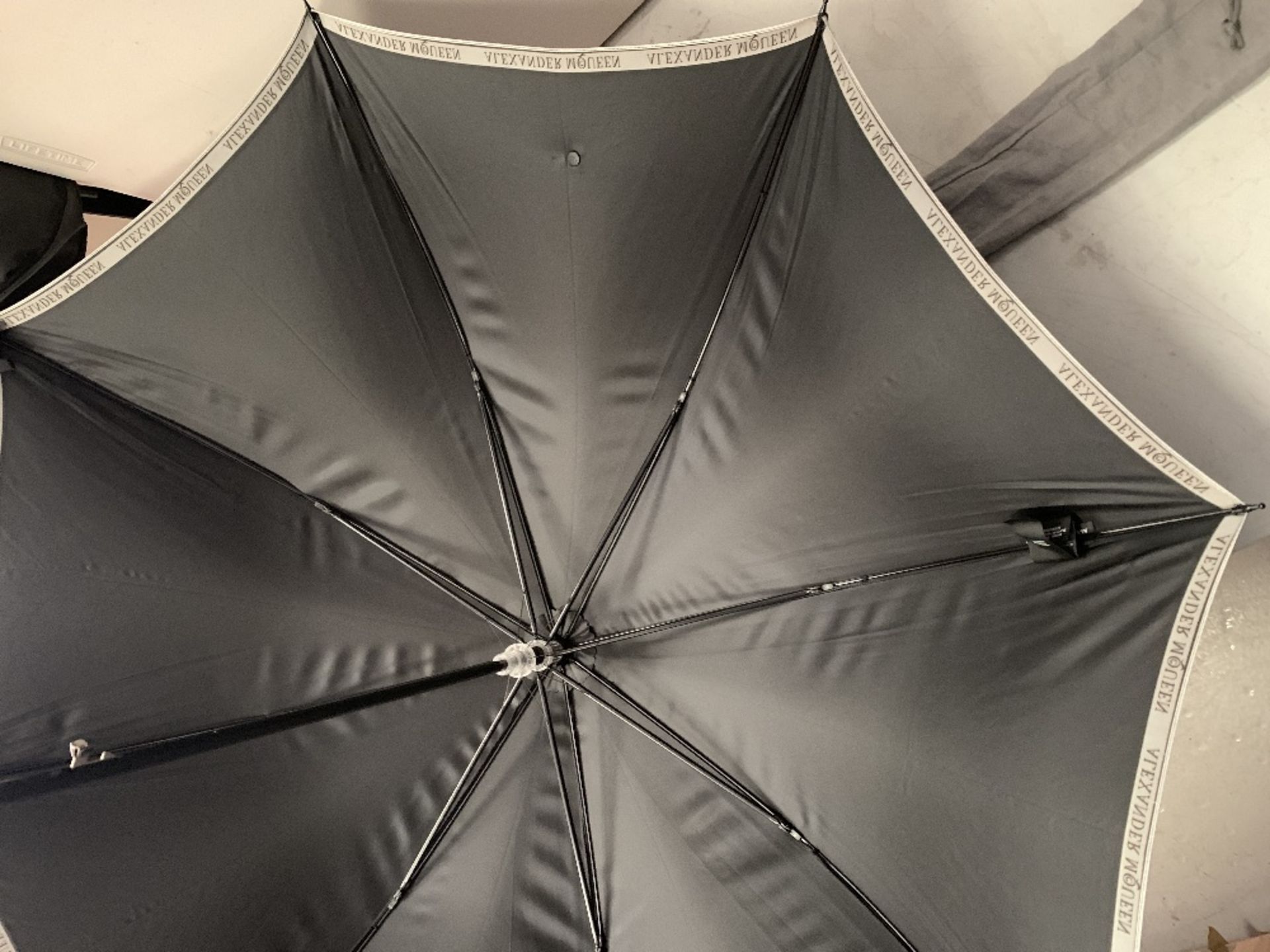 Alexander McQueen black classic skull umbrella approx length 37''. - Image 5 of 8