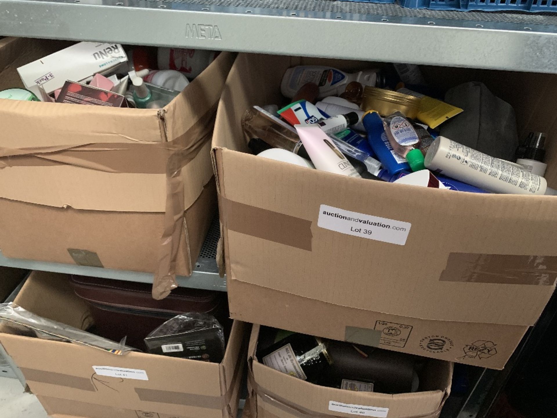 Toiletries, cosmetics and beauty products part used two boxes.