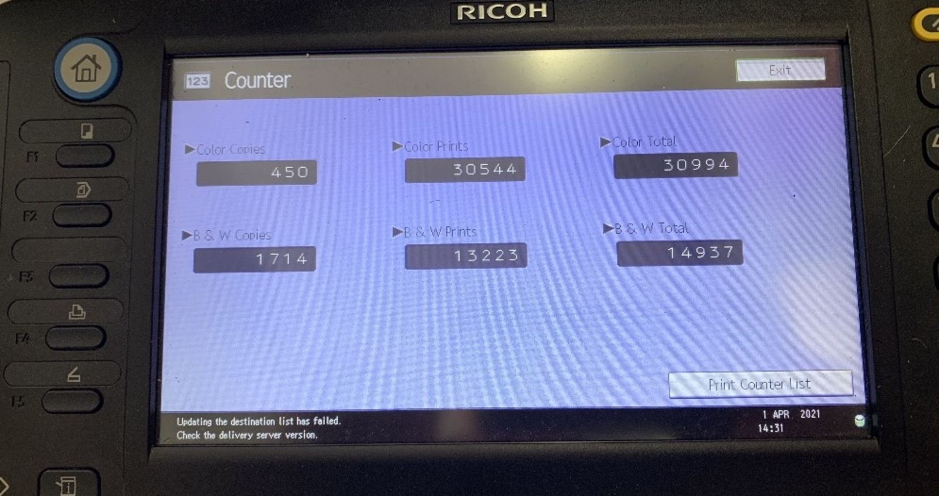 Ricoh MPC2011SP Serial: G478M130299 multi function laser printer scanner. - Image 7 of 8