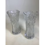 A large pair of moulded glass flare rimmed vases. 34cm(h)