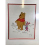 A framed plexiglass of Winnie the Pooh holding hands with Piglet. Limited to 5,000.