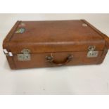 An antique leather suitcase