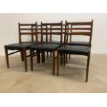 Six mid century ladder back dinning chairs.W:45cm x D:40cm x H:82cm