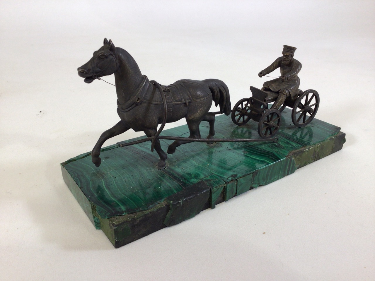 A late 19th/early 20th century Russian bronze group modelled as a horse drawn sled - Image 2 of 2