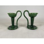 A pair of Art Nouveau candlestick by Wardle Pottery. H:21cm.