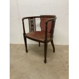 An Edwardian inlaid bedroom chair.W:54cm x D:48cm x H:74cm