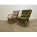 A pair of Mid century Ercol style chairs. N.B chairs are sold as designer and furnishings do not