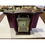 A sterling silver carriage clock by Mistas in fitted velvet lined case. London 1985. by RCB.