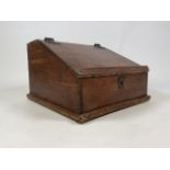 An 18th-19th century oak bible box. W:43cm x D:46cm x H:30cm