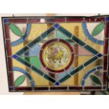 A 19th century, arts and crafts lead stained glass windowW:56cm x D:1cm x H:40cm