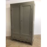 French painted armoire with pin doors and central drawer.W:134cm x D:50cm x H:221cm