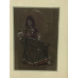 Francis Coulthurst pastel study of a seated lady with fan.Image size W:24cm x D:cm x H:34.5cm