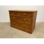A Victorian stained pine chest of drawers.W:110cm x D:55cm x H:78cm