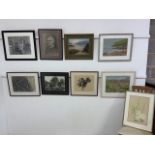 Nine original pastel drawings, landscapes, botanical and a portrait. Average image size:W:35cm x H: