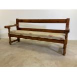 Long pine bench.W:220cm x D:66cm x H:99cm