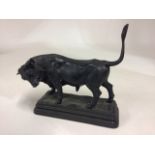 A late 19th early 20th century Austrian bronze model of a bull. on stepped bronze base, stamped