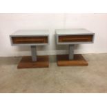 Two modern bed side tables with single drawers. W:50.5cm x D:40cm x H:51cm