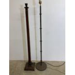 A industrial style metal standard lamp with cylindrical base and another.W:cm x D:cm x H:155cm
