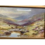 H.Lawes. Watercolour on canvas. Dartmoor near Oakhampton