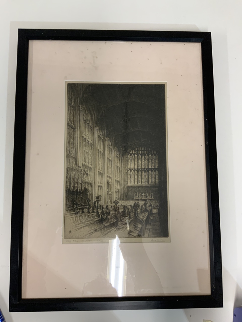 An aquatint print of Eton College, The chapel. Numbered 40/100 with indistinct pencil signature