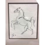 Eve Pearce. A pair of original pen sketches of equine subjects dated 1976. with monogram bottom