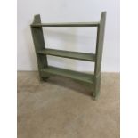 A green painted bookshelf.W:72cm x D:15cm x H:77cm