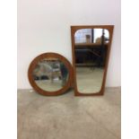 Two mid century teak framed mirrors