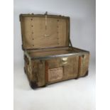 A Webb & Son travel trunk with keyW:69cm x D:44cm x H:39cm