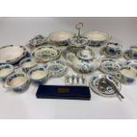A Masons part tea set also with other china, two silver napkins rings, apostle spoons etc