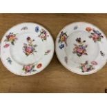 A pair of Staffordshire floral hand painted desert plates