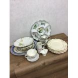 A Royal Worcester herb pattern hour-d'ouvres dish and other matching items.