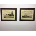 Two golfing prints. W:84cm x D:cm x H:72cm