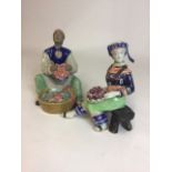 Two Oriental ceramic figures, polychrome decorated,W:cm x D:cm x H:20cm