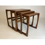 A mid century Ercol teak style nest of tables.W:54cm x D:44cm x H:49cm