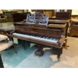 A French mahogany baby piano by Claude Gaveau. 20th Century. W:136cm D:148cm H:99cm Condition