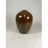 A large ceramic studio vase with drip glaze decoration. . W:26cm x D:27cm x H:44cm