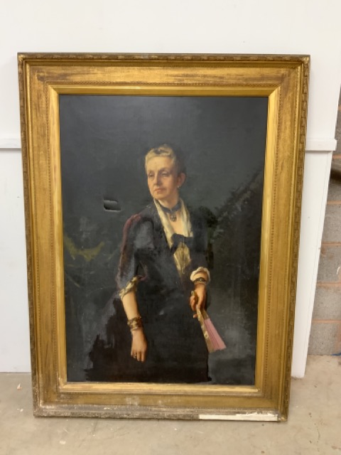 Scottish School. Oil on canvas.Three quarter length portrait of Ann Simpson W:107cm x D:9cm x H:160.