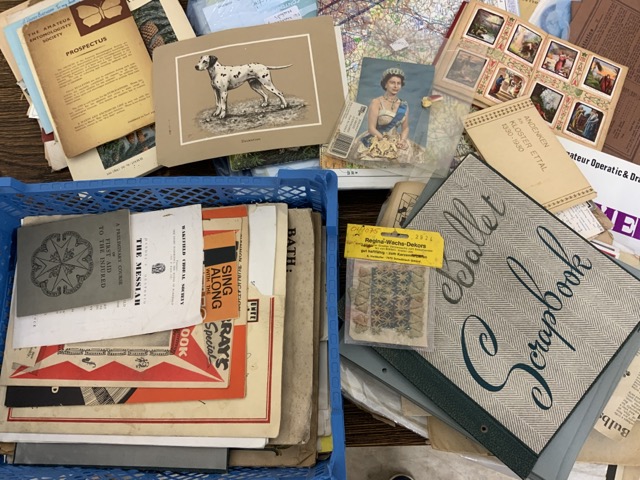 A collection of ephemera, maps and other items.