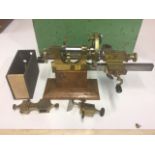 A late 19th early 20th Century Swiss Steel brass and copper watch makers lathe/mandrel on