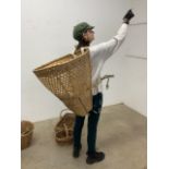 A large Doko wicker tea basket from Nepal and various other wicker ware items.W:56cm x D:56cm x