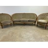 A french style three piece salon suite.W:183cm x D:70cm x H:82cm