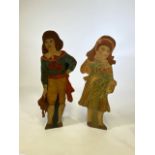 A pair vintage wooden cut out shop display dummies of Victorian children.W:25cm x D:18cm x H: