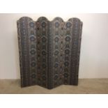 A four fold double sided screen Liberty and co style, in William Morris material with gold banded