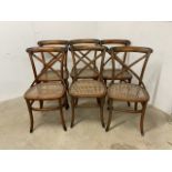Set of six bentwood chairs with rattan seats.W:45cm x D:40cm x H:88cm