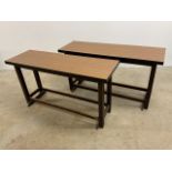 A Pair of Formica topped hall tables.W:121cm x D:40cm x H:66cm