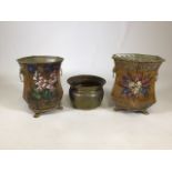 Three metal plant pots