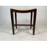 A Victorian mahogany piano stool with upholstered seat. W:46cm x D:36cm x H:52cm